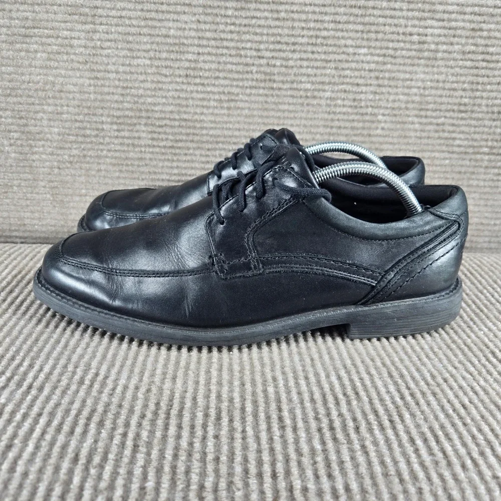 Rockport Mens‎ 10.5 Black Leather Bicycle Toe Lace Up Oxford A13013 Dress Shoes